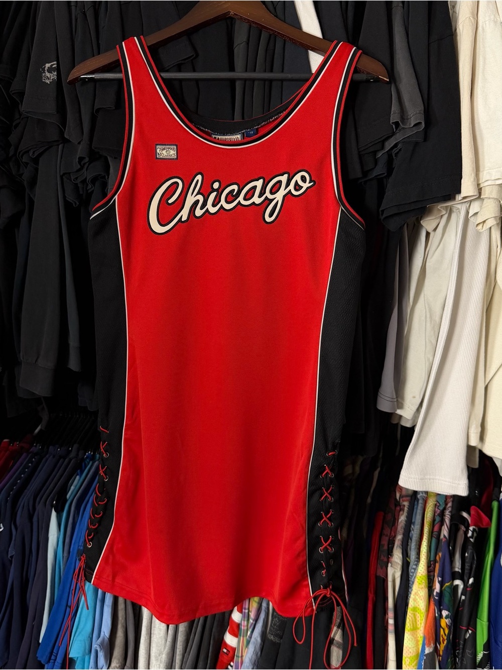 Hardwood Classics Chicago Bulls Jersey Dress Womens Large Red Vintage 00s NBA